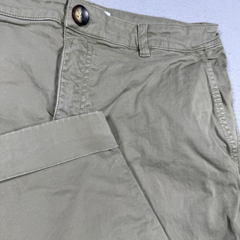 Zara Womens Olive Green Khaki Cropped Chino Pants Stretch Cotton Casual Size 6